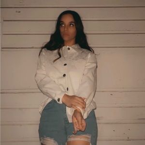 Embroidered White Button Down